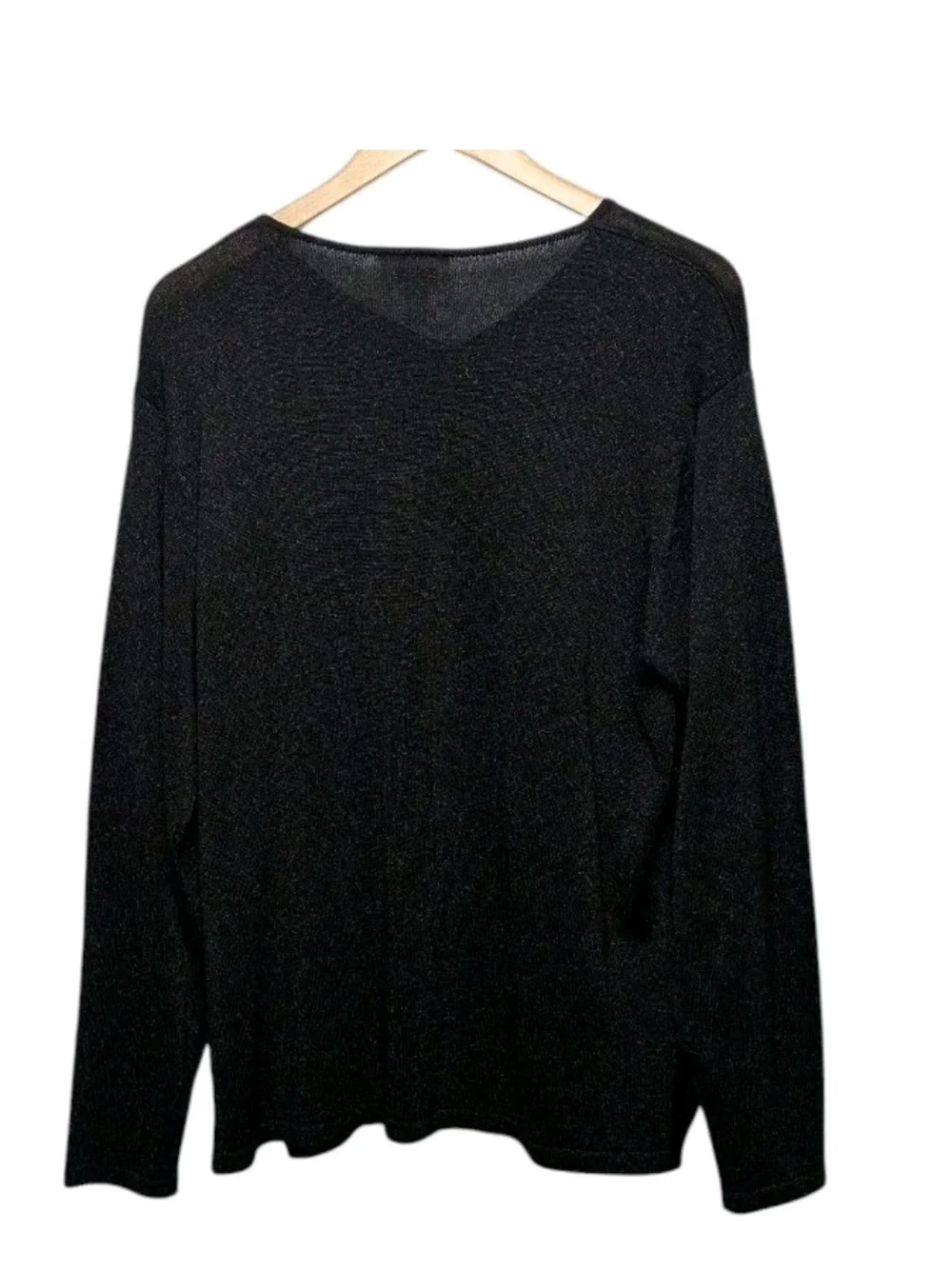 Talbots Black Silk Sparkle Sweater Large Vintage Metallic Shimmer
